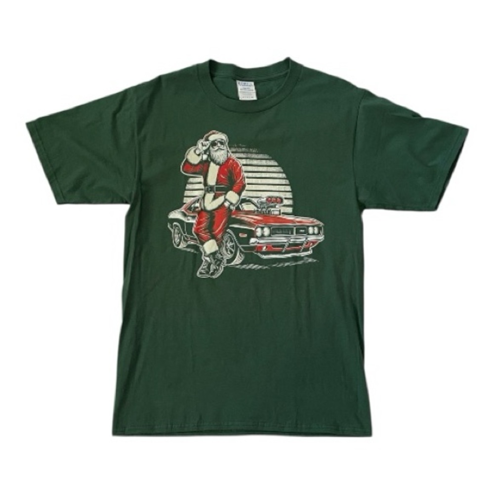 Green Santa Crew Neck Graphic T-Shirt size Small